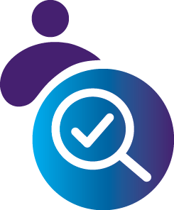 Icon of avatar behind shield with glass